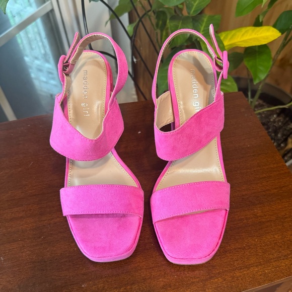MADDEN GIRL pink open-toed block-heeled "Mine" dress sandal SIZE 8 - Picture 6 of 6